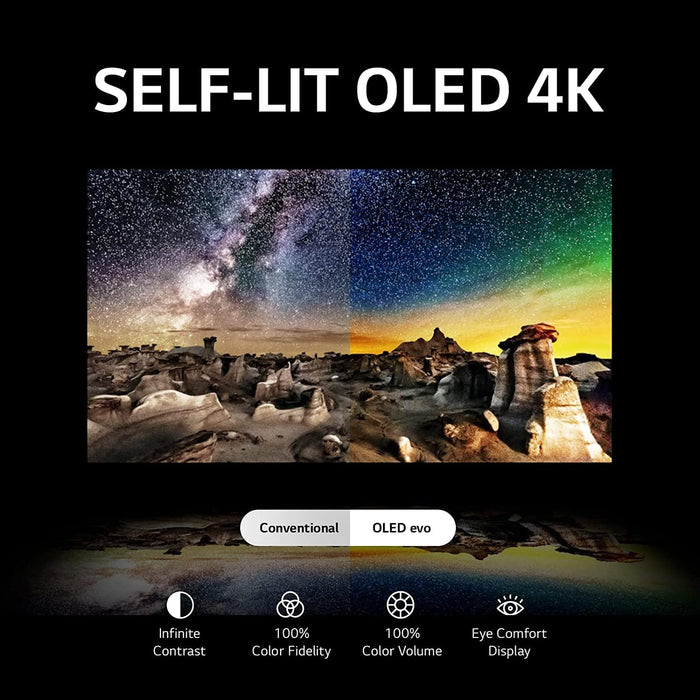 LG OLED Evo C3 Series 65” Alexa Built-in 4k Smart TV , 120Hz Refresh Rate, AI-Powered 4K, Dolby Cinema, WiSA Ready, Cloud Gaming, (OLED65C3PUA) + Wall Mount
