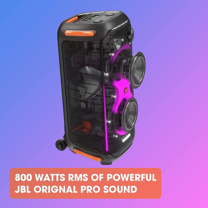 JBL PartyBox 710 Party Speaker with Powerful Sound, Built-in Lights and Extra deep bass, IPX4 splashproof, App/Bluetooth connectivity, Made for everywehere with a Handle and Built-in Wheels (Black)-Open Box (10/10 Condition)