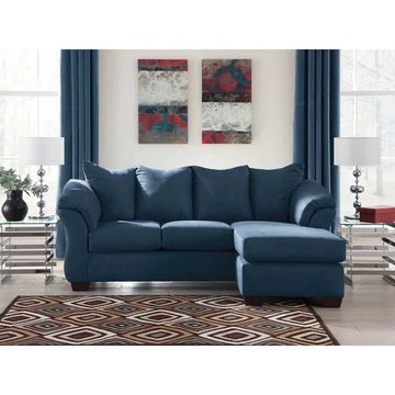 Ashley Darcy Reversible Sofa Chaise in Blue | Brampton Furniture Store