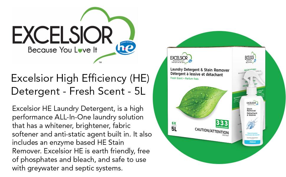 Excelsior SOAP5STAU Liter Laundry Detergent with Stain Remover, Fresh Scent