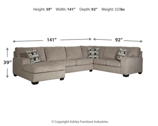 Ballinasloe 3-Piece Sectional with Ottoman - LHF Chaise