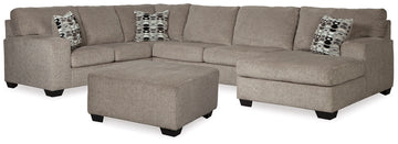 Ballinasloe 3-Piece Sectional with Ottoman - RHF Chaise