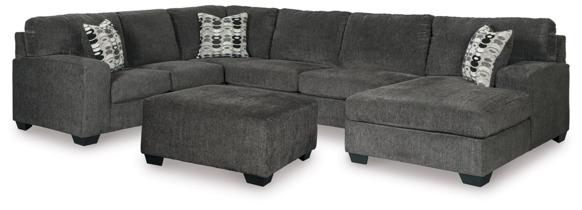 Ballinasloe 3-Piece Grey Sectional with Ottoman - RHF Chaise