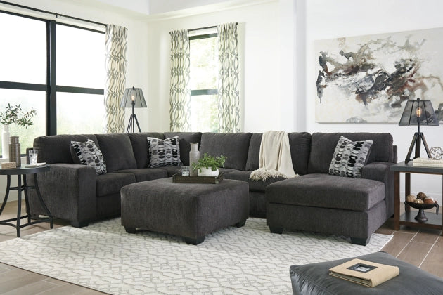 Ballinasloe 3-Piece Grey Sectional with Ottoman - RHF Chaise