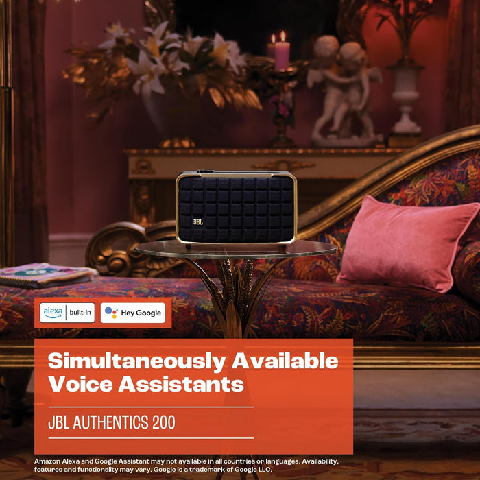 JBL Authentics 200 - Wireless Home Speaker, Built in Wi-Fi, Bluetooth and Voice Assistants, Built in Alexa and Google Assistant(JBLAUTH200BLKAM)