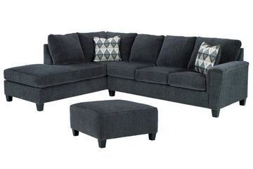 Abinger 2-Piece Navy Blue Sectional with Ottoman - LHF Chaise