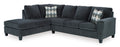 Abinger 2-Piece Navy Blue Sectional with Ottoman - LHF Chaise