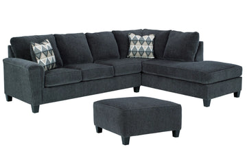 Abinger 2-Piece Navy Blue Sectional with Ottoman - RHF Chaise