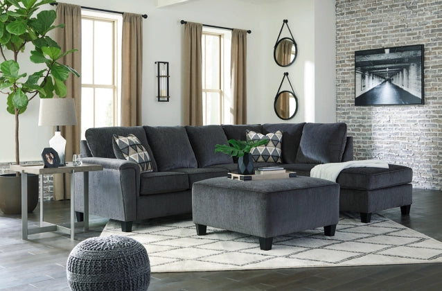 Abinger 2-Piece Navy Blue Sectional with Ottoman - RHF Chaise