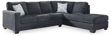 Altari 2-Piece Sectional with Ottoman RHF Chaise - Navy Blue