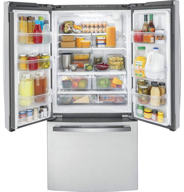 GE GWE19JYLFS ENERGY STAR® 18.6 Cu. Ft. Counter-Depth French-Door Refrigerator in Fingerprint Resistant Stainless