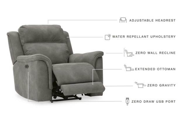 Next-Gen DuraPella Power Reclining Sofa, Loveseat, Chair Set in Slate