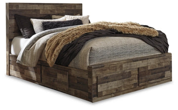 Derekson Queen Panel Bed with 6 Storage Drawers in Multi Gray