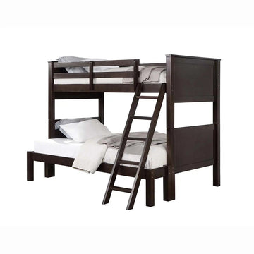 Shaw Twin-Full Bunk Bed in Dark Brown Mazin