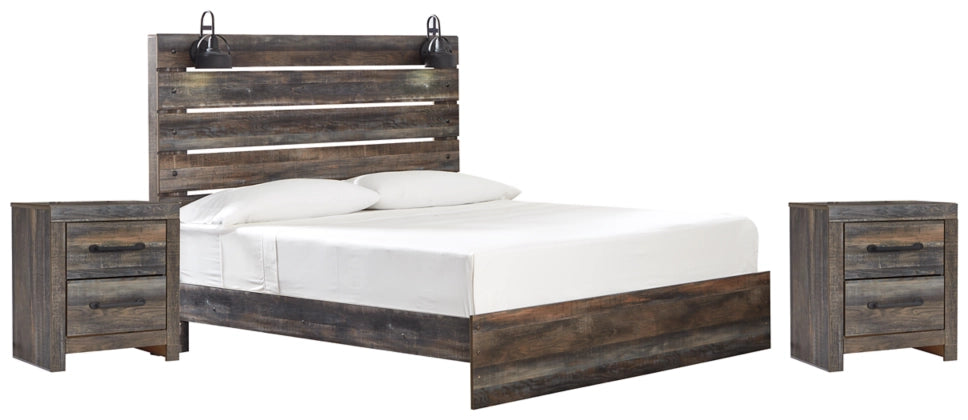 Drystan King Panel Bed with 2 Nightstands