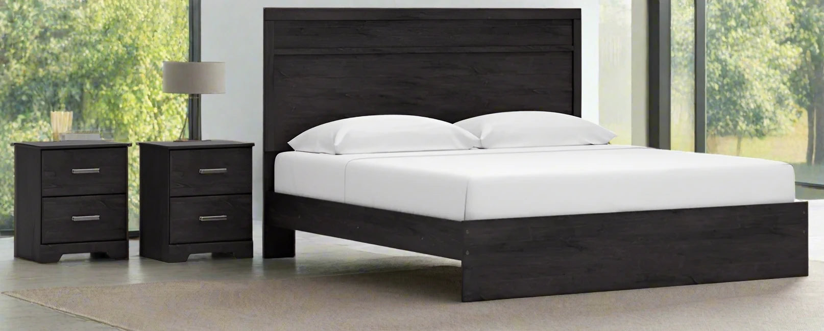 Belachime King Panel Bed with 2 Nightstands