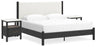 Cadmori King Upholstered Panel Bed with 2 Nightstands