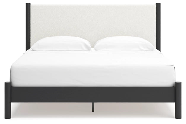 Cadmori King Upholstered Panel Bed with 2 Nightstands