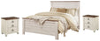 Willowton Queen Panel Bed with 2 Nightstands