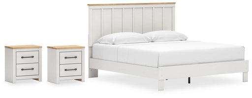 Linnocreek King Panel Bed with 2 Nightstands