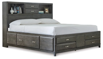 Caitbrook Queen Storage Bed with 8 Drawers in Gray