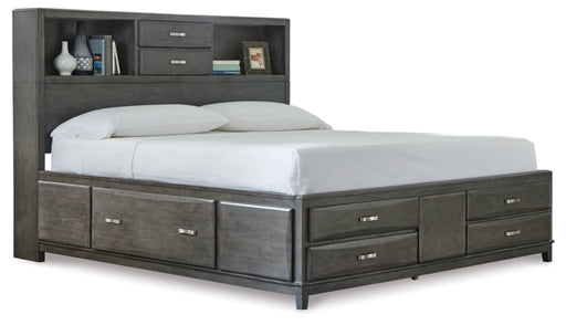 Caitbrook King Storage Bed with 8 Drawers in Gray