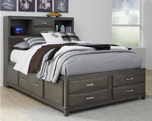 Caitbrook Full Storage Bed with 7 Drawers in Gray