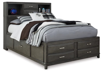 Caitbrook Full Storage Bed with 7 Drawers in Gray