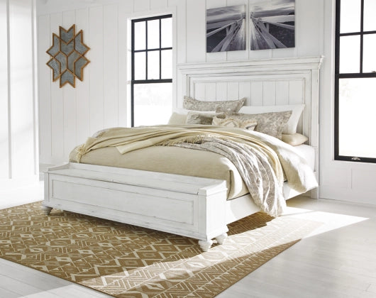 Kanwyn King Panel Bed with Storage Bench in Whitewash