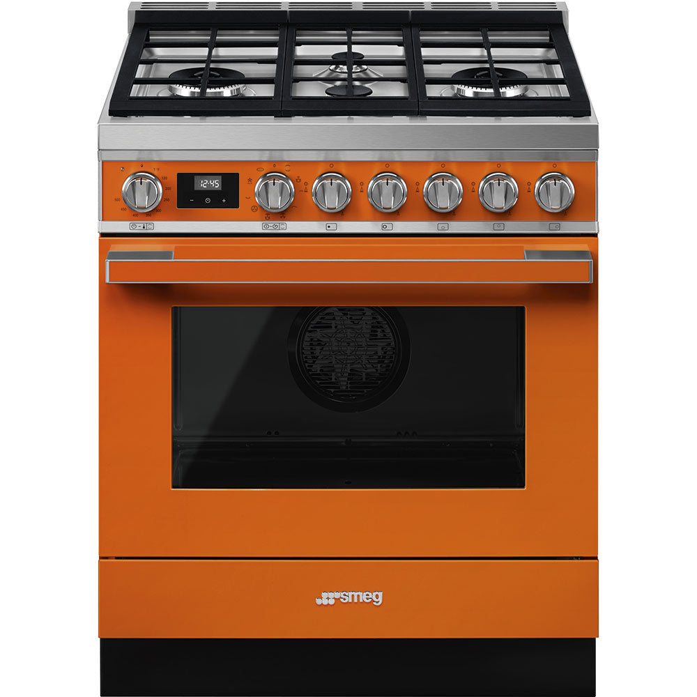 Smeg CPF30UGMOR 30 Inch Freestanding Professional Dual Fuel Range Orange