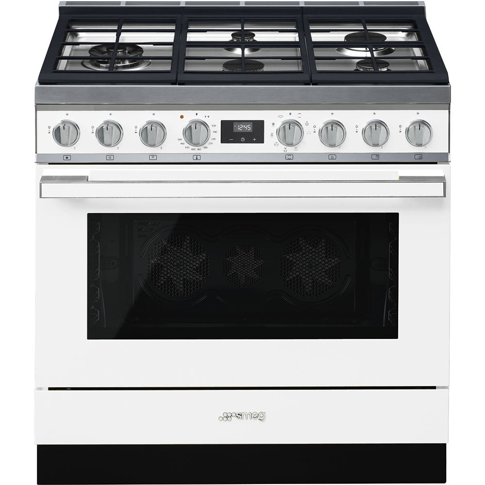 Smeg CPF36UGMWH 36 Inch Freestanding Professional Dual Fuel Range White