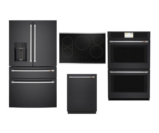 Cafe Black Matt Appliances Set with Built-In Wall Oven