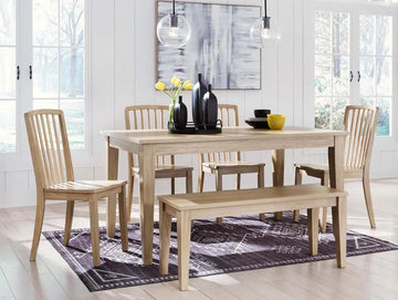 Ashley Gleanville 6Pc Dining Set in Light Brown Furnish