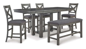 Ashley Myshanna Counter Height 6Pc Dining Set in Grey Furnish