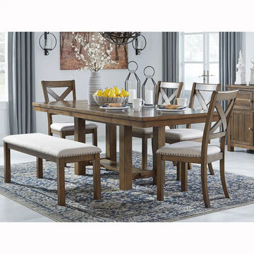 Ashley Moriville 6Pc Dining Set in Grayish Brown Furnish