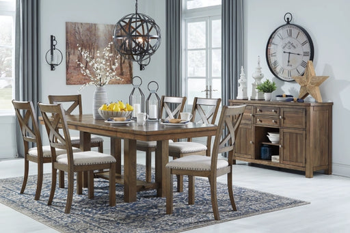 Ashley PKG002100 Moriville Dining Table and 6 Chairs in Grayish Brown
