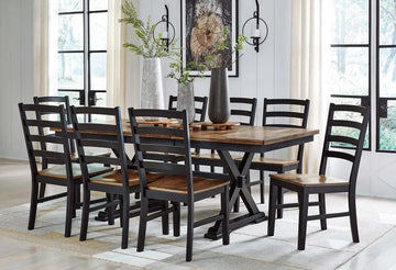 Ashley Wildenauer 9Pc Dining Set in Brown and Black Furnish