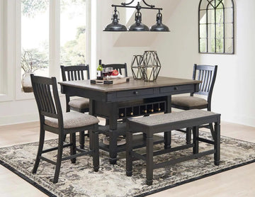 Ashley Tyler Creek Counter Height 6Pc Dining Set in Black & Grey Furnish
