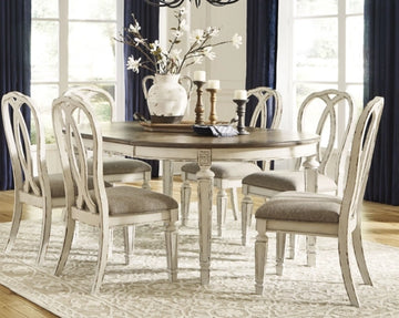 Realyn Dining Table and 6 Chairs in Chipped White