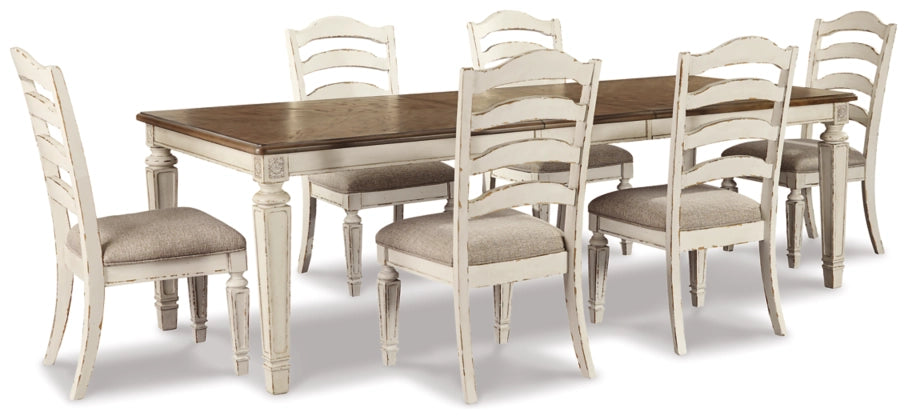 Realyn Dining Table and 6 Chairs in Chipped White