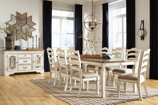 Realyn Dining Table and 8 Chairs in Chipped White