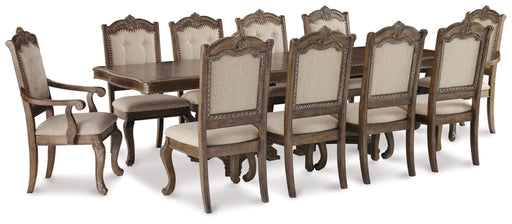 Charmond Dining Table and 10 Chairs in Brown