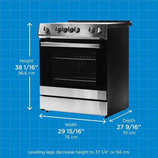 Danby DRRM300BSSC 30” Slide in Smooth Top Electric Range with Knob Controls in Stainless Steel