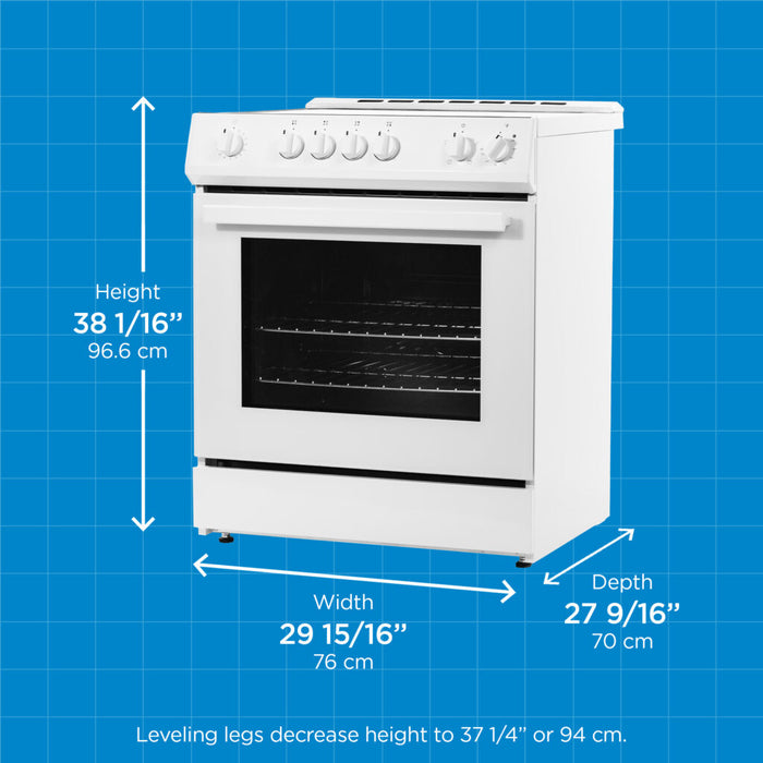 Danby DRRM300WC 30” Slide in Smooth Top Electric Range with Knob Controls in White