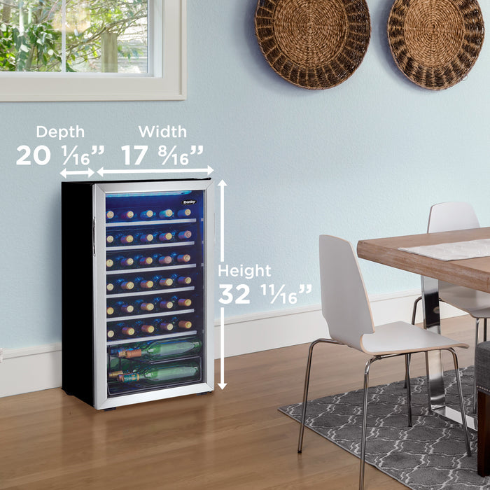 Danby DWC93BLSDBR1 36 Bottle Free-Standing Wine Cooler in Stainless Steel