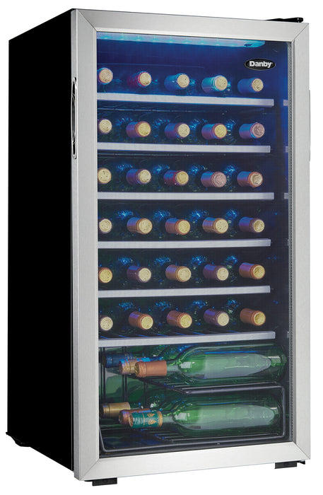 Danby DWC93BLSDBR1 36 Bottle Free-Standing Wine Cooler in Stainless Steel