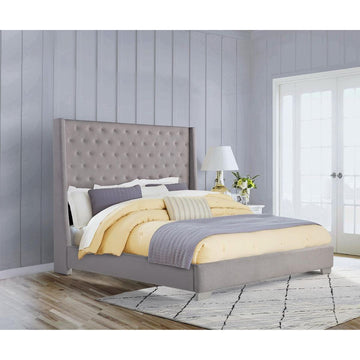Daria Upholstered Bed in Grey
