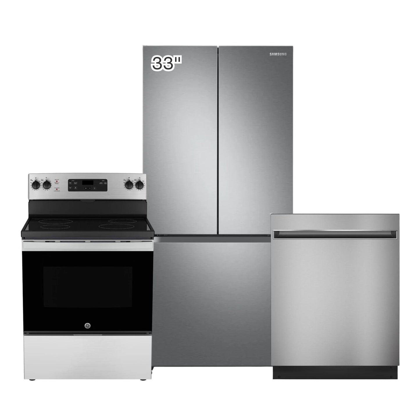 Samsung & GE Appliances 3-Piece 33"  Refrigerator Appliance Bundle
