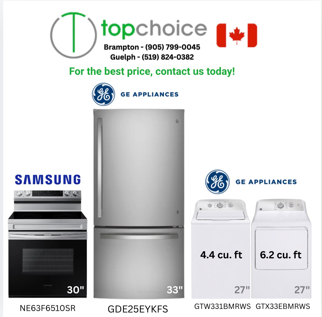 Samsung & GE 4 Piece Major Appliances Package