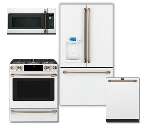 Café Kitchen Appliances Set - Fridge with water Dispenser - Gas Range - Dishwasher - Microwave Oven